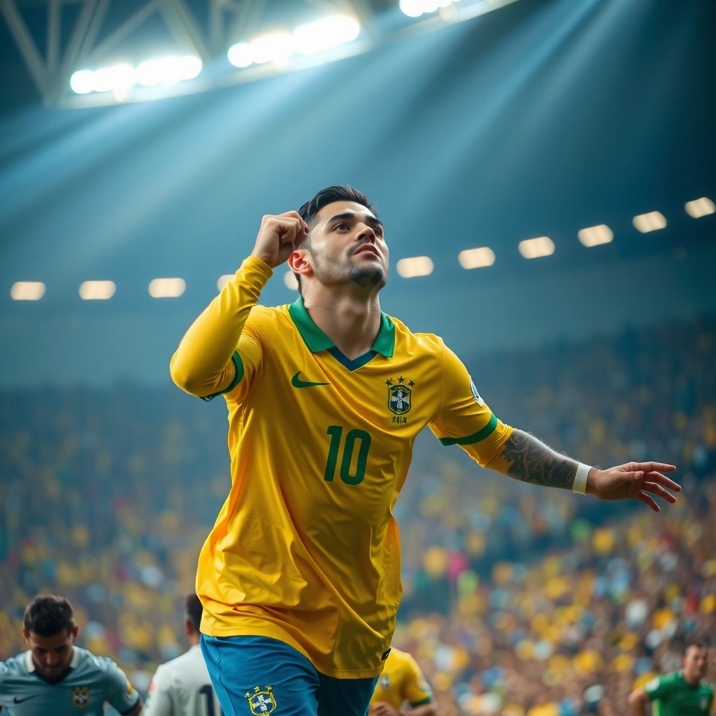 Seleção Brasileira comemorando gol no Maracanã